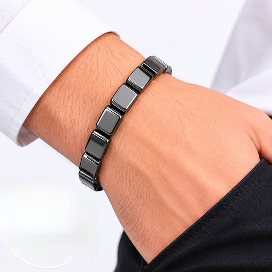 Men's Natural Hematite Bracelet Square Beads Magnetic Healing Energy Stone