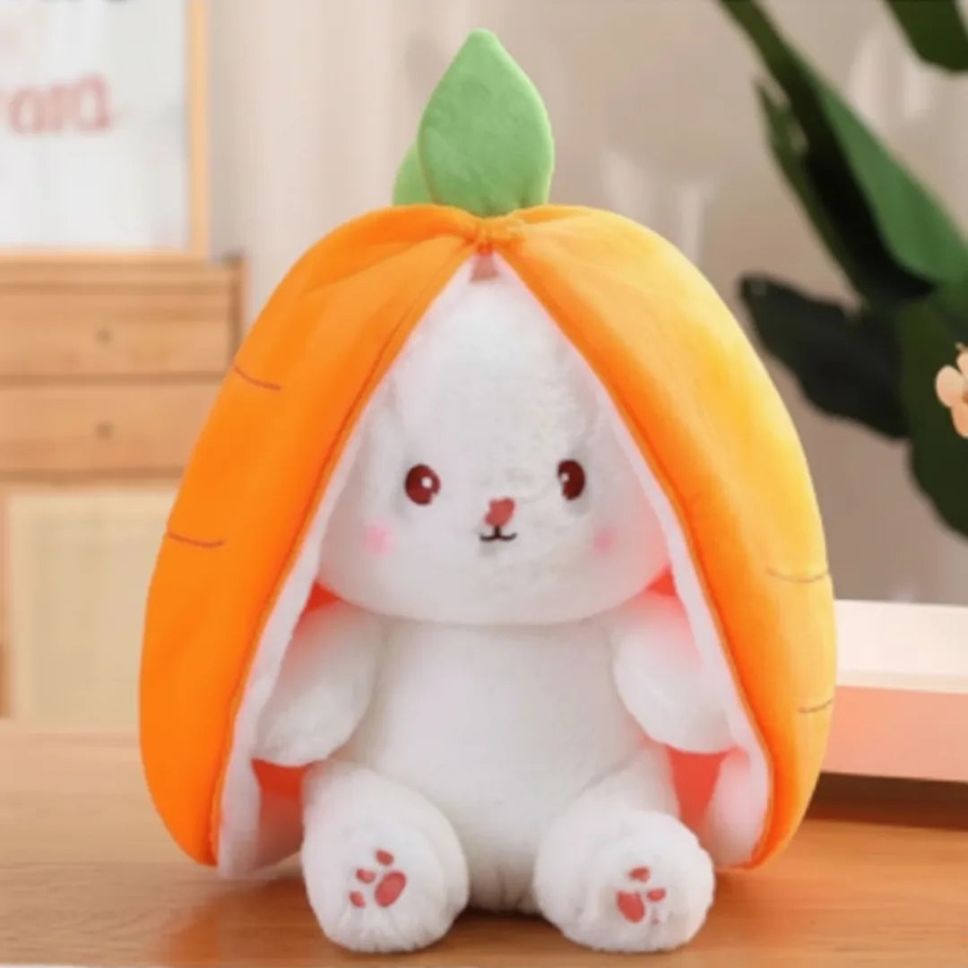 Easter Bunny Plush in Carrot Strawberry Pouch Rabbit for Party Decor (Orange)