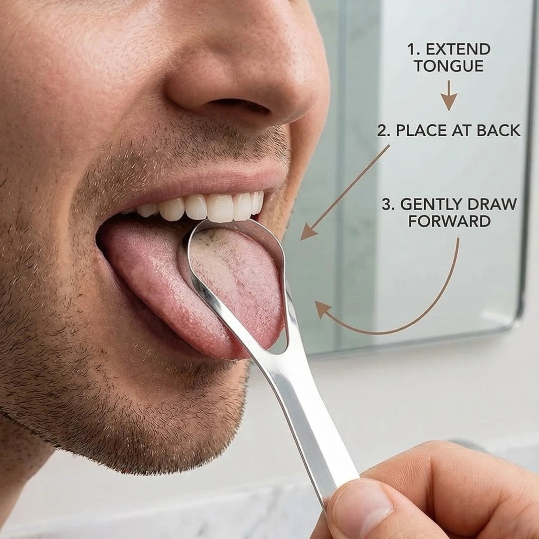 3x Stainless Steel Tongue Cleaner Scraper Dental Care Oral Hygiene Mouth Clean