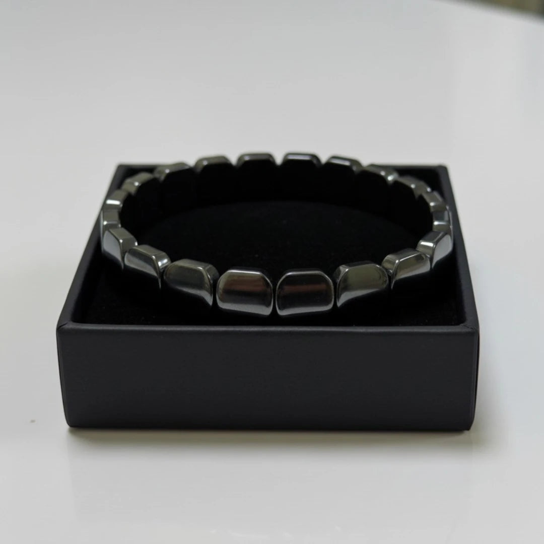 Men’s Natural Hematite Bracelet Square Beads | Healing Energy Magnetic Stone