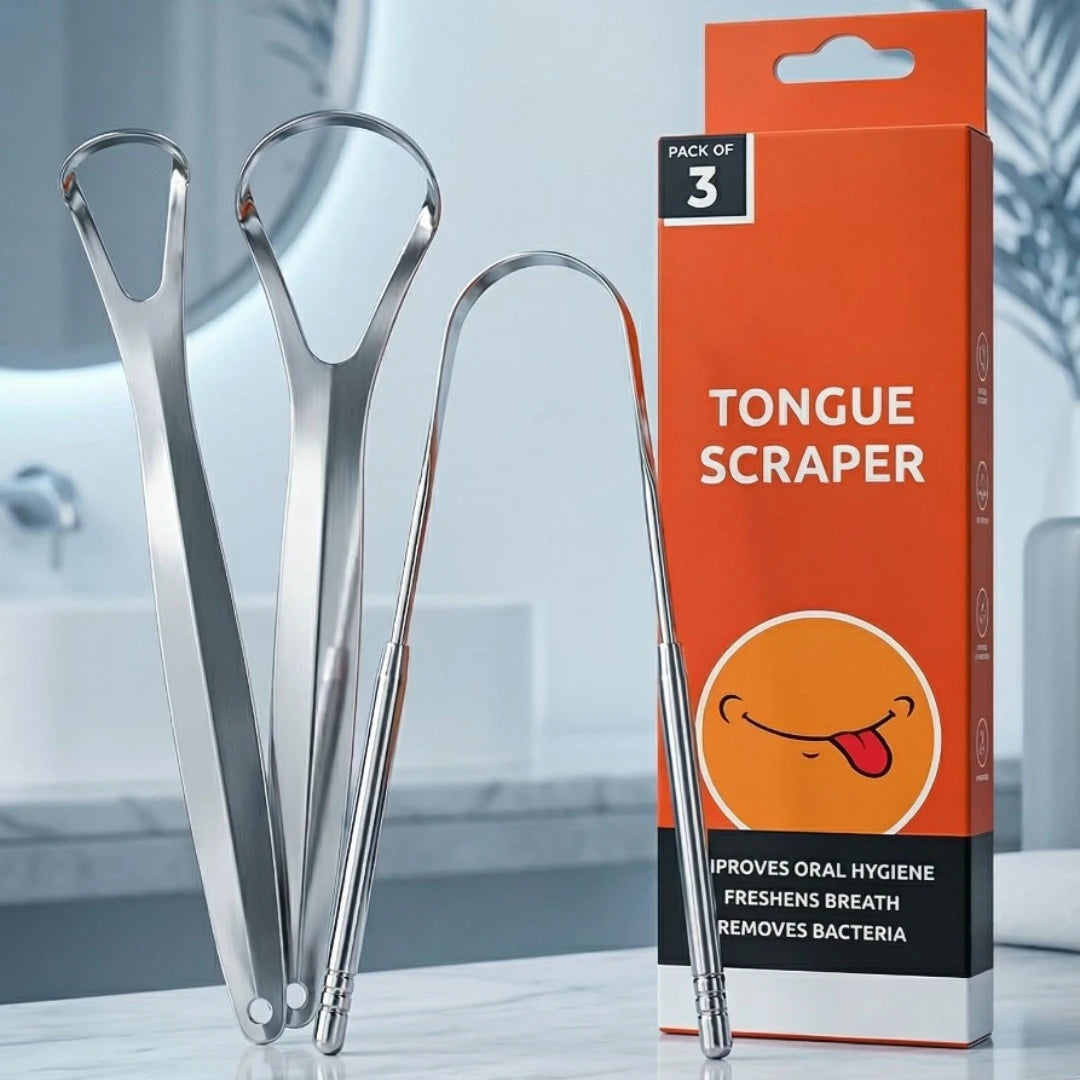 3x Stainless Steel Tongue Cleaner Scraper Dental Care Oral Hygiene Mouth Clean