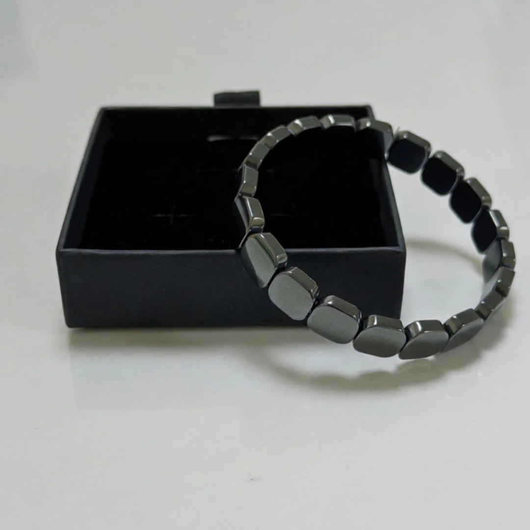 Men’s Natural Hematite Bracelet Square Beads | Healing Energy Magnetic Stone