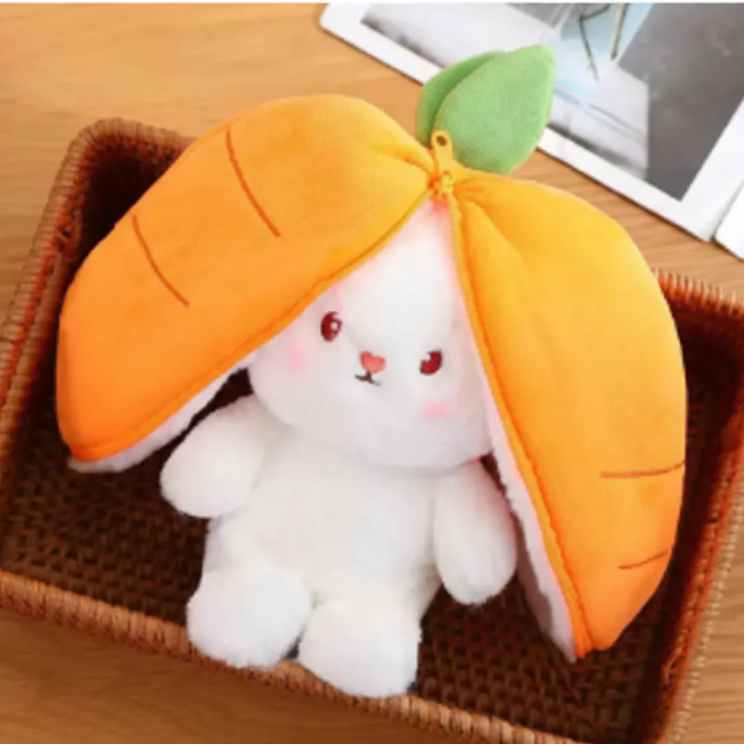 Easter Bunny Plush in Carrot Strawberry Pouch Rabbit for Party Decor (Orange)