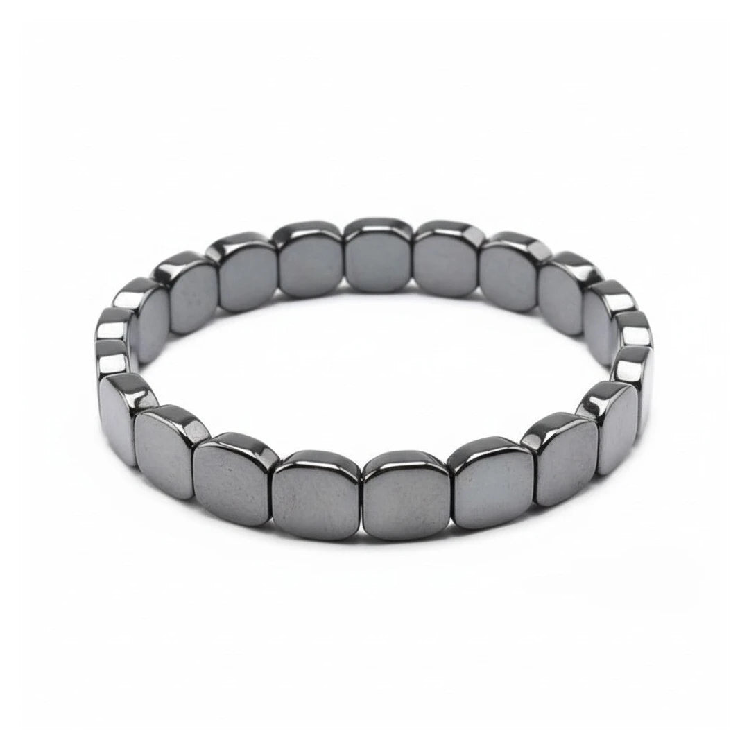Men’s Natural Hematite Bracelet Square Beads | Healing Energy Magnetic Stone