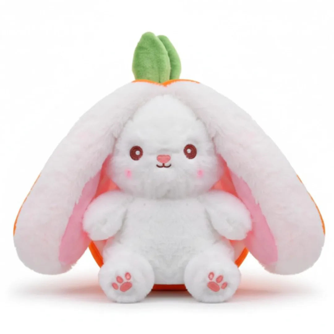 Easter Bunny Plush in Carrot Strawberry Pouch Rabbit for Party Decor (Pink)