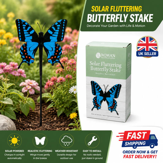 Rowan Solar Fluttering Butterfly Stake – Weather Resistant Garden Decoration